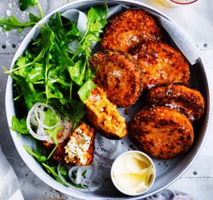 Salmon and sweet potato croquettes.