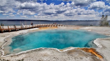 Although small, West Thumb Geyser Basin, located along the shore of Yellowstone Lake, was the most scenic geyser basin ...