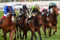 Damien Oliver riding Saracino defeats Craig Williams riding Archives (L) in Race 5, The Danehill Stakes during Melbourne ...