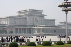 File - The Kumsusan Memorial Palace, sometimes referred to as the Kim Il-sung Mausoleum, is a large building located northeast of downtown Pyongyang, North Korea.