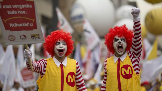 McDonald's protesters in Sao Paulo, Brazil. 