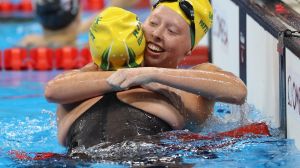 RIO DE JANEIRO, BRAZIL - SEPTEMBER 08: Lakeisha Patterson (R) of Australia celebrates winning the gold medal with her ...