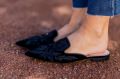DUESSELDORF, GERMANY - AUGUST 25: Fashion blogger Lisa Hahnbueck (@lisarvd) wearing black Alberta Ferretti Velvet Loafer ...