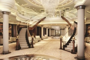 Regent Seven Seas Explorer's opulent lobby.