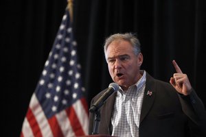 Democratic vice presidential candidate Sen. Tim Kaine, D-Va., speaks during a breakfast for the Virginia delegates, Wednesday, July 27, 2016, in Philadelphia.