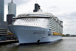 File - The world's largest cruise ship 'Harmony of the Seas' at dock.