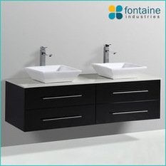 Chadwick 1500 Black Wall Mounted Vanity - Bathroom Vanities