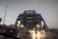 BRISBANE, AUSTRALIA - SEPTEMBER 29:  Driving over the Story Bridge during a storm on September 29, 2015 in Brisbane, ...