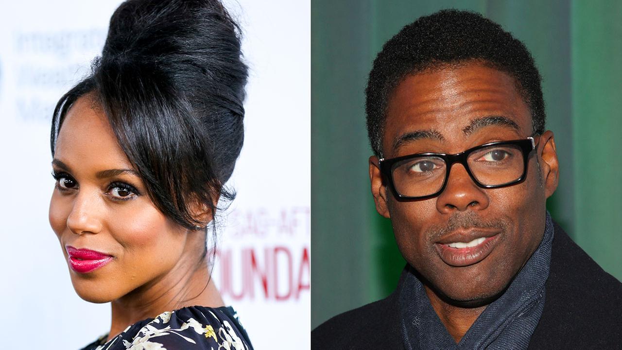 Kerry Washington, (left) nominated for Confirmation, and Chris Rock, nominated as the host of the Oscars, were added to the Emmys presenters list.