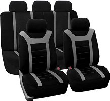 FH Group Sports Seat Covers Airbag Compatible and Rear Split Full Set Grey