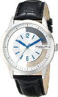 Stuhrling Original Men's 946.01 Winchester Quartz Stainless Steel Transparent Dial Black Leather Watch