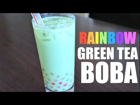 Green Tea RAINBOW Bubble Latte - Boba Recipe