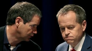 Senator Stephen Conroy and Opposition Leader Bill Shorten in 2015.