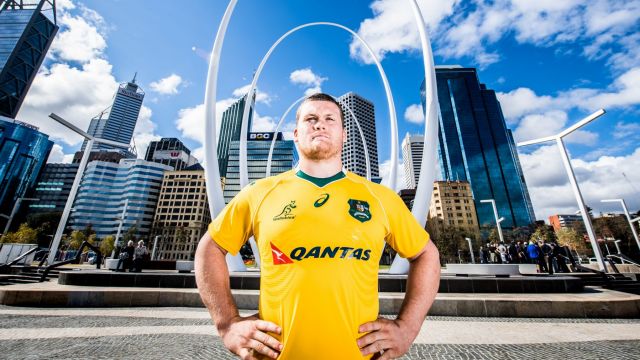 Propping up the scrum: Tom Robertson can hardly believe he is a Wallaby.