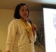 Joji Felicitas Pantoja speaks in an inclusive business conference.