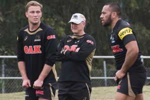 SYDNEY, AUSTRALIA - SEPTEMBER 14: Penrith Panthers coach Anthony Griffin watches over his teams training session on ...