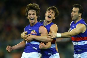 Liam Picken is delighted as the Western Bulldogs surge to victory.