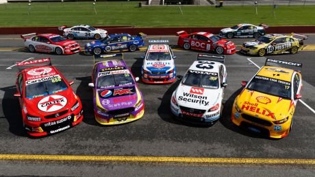 Supercars assembled  at Sandown Raceway on Friday ahead of the sport's first Retro Round at this weekend's Sandown 500. 