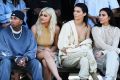 Tyga, Kylie Jenner, Kendall Jenner, Kim Kardashian sit front row at the Kanye West Yeezy season 4 fashion show in New York.