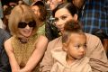 North West with mother Kim Kardashian West and Vogue editor-in-chief, Anna Wintour.