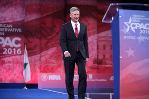 Former Governor Gary Johnson of New Mexico speaking at the 2016 Conservative Political Action Conference (CPAC) in National Harbor, Maryland.