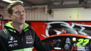 Courtney looks on during practice at Sandown.