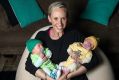 Green and gold: Renae Ingles with twins Milla and Jacob.