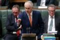 Prime Minister Malcolm Turnbull during the reading of the bill for a plebiscite on same-sex marriage.