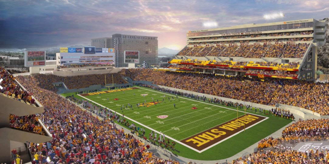 A view of the completed reinvention of Sun Devil Stadium in 2017 (Photo source: thesundevils.com)