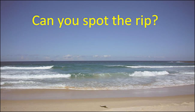 rip current photo. Look for a break in the waves.