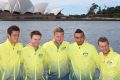 Hopefuls: Bernard Tomic, John Peers, Sam Groth, Nick Kyrgios and captain Lleyton Hewitt.