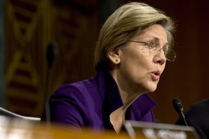 Sen. Elizabeth Warren, D-Mass., asks a question of Janet L. Yellen, of California, Presidential nominee for Chairman of the Board of Governors of the Federal Reserve System, at a hearing of the Senate Banking, Housing and Urban Affairs committee examining Yellen's nomination, on Capitol Hill in Washington, Thursday Nov. 14, 2013.