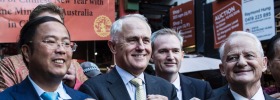 ACRI Chairman Xiangmo Huang with Prime Minister Malcolm Turnbull and David Coleman. Mr Huang, a businessman and ...