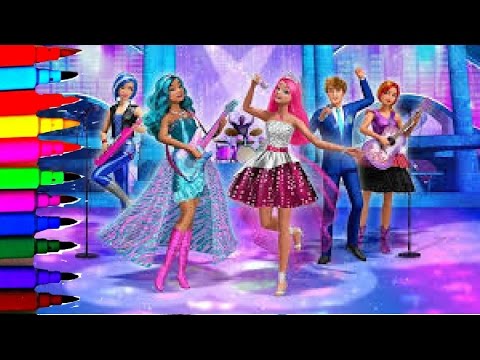 BARBIE Coloring Book Videos ROCK N' ROYALS Kids Fun Art Learning Activities Kids Balloons and Toys