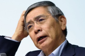 Haruhiko Kuroda, governor of the Bank of Japan (BOJ), speaks during a lecture at Keio University in Tokyo, Japan, on ...