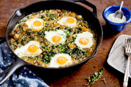 Broccoli rabe, potatoes and bell peppers go into an earthy version of shakshuka.