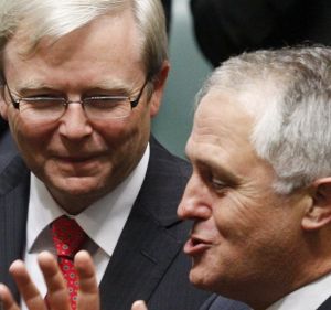 Malcolm Turnbull with then prime minister Kevin Rudd in March 2010.