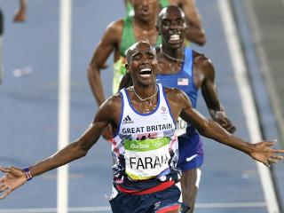 Britain's Mo Farah wins the gold medal in the men's 5000-meter final during the athletics competitions of the 2016 Summer Olympics at the Olympic stadium in Rio de Janeiro, Brazil, Saturday, Aug. 20, 2016. (AP Photo/Martin Meissner)