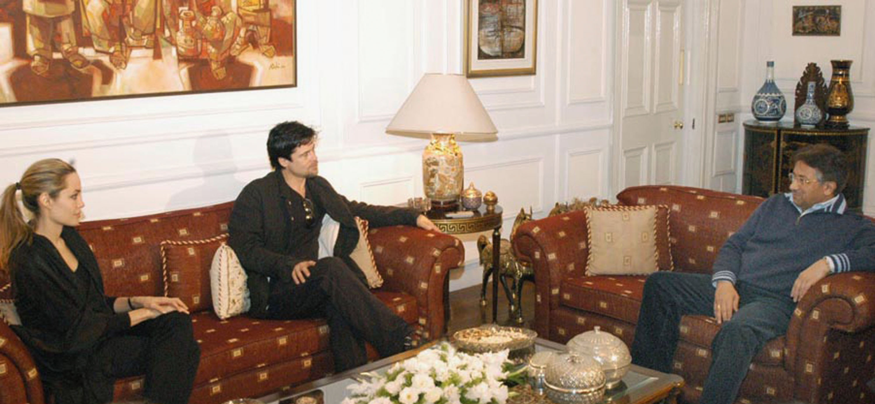 Angelina Jolie And Brad Pit Visit President Musharraf