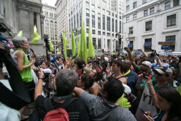 Green Party Presidential Candidate Jill Stein speaks to a crowd at the 2016 Democratic National Convention in Philadelphia. Photo by Dave Rosenblum