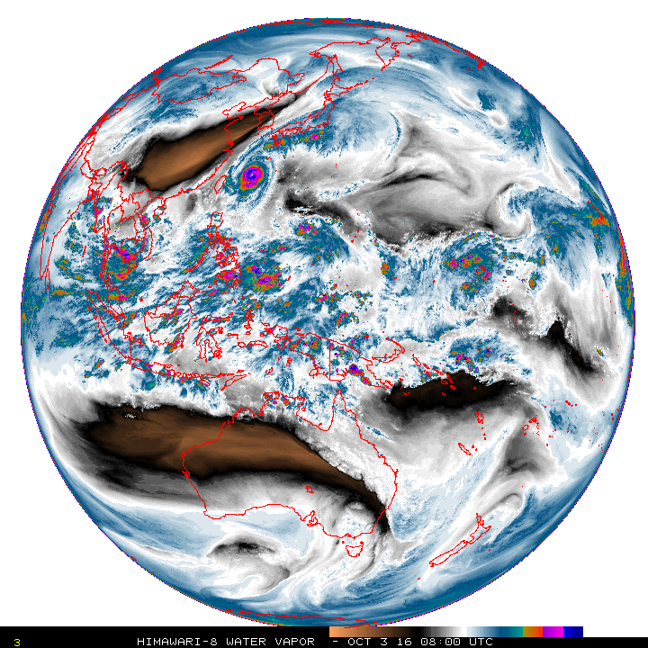 Current Full Disk Himawari 8 Water Vapor Image