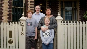 Howard and Gillian Tuxworth, with their children Harry and Molly, at the Collingwood home the Victorian government ...