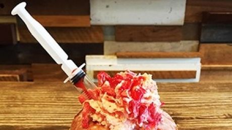 Whisky Creamery serves desserts with syringes full of sauces and toppings.