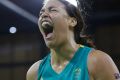 One for the Opals: Liz Cambage reacts after making a basket in Rio.