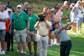 Jason Day plays his second shot on the second hole during the first round of The Barclays.