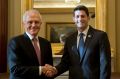 Australian Prime Minister Malcolm Turnbull meets House Speaker Paul Ryan at his office on Capitol Hill in Washington.