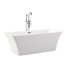 HelixBath Parva Freestanding Acrylic Bathtub 67" White w/ Rectangle Overflow - Bathtubs