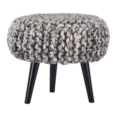 Grey Knit Pouffe Stool — April and the Bear - Footstools & Ottomans