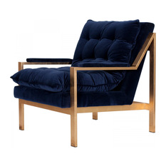 Cameron Gold Navy Arm Chair - Armchairs and Accent Chairs