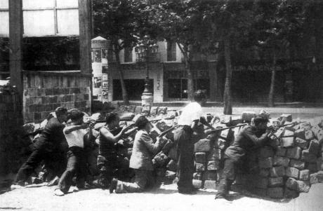 CNT barricade on the Ramblas, May 1937